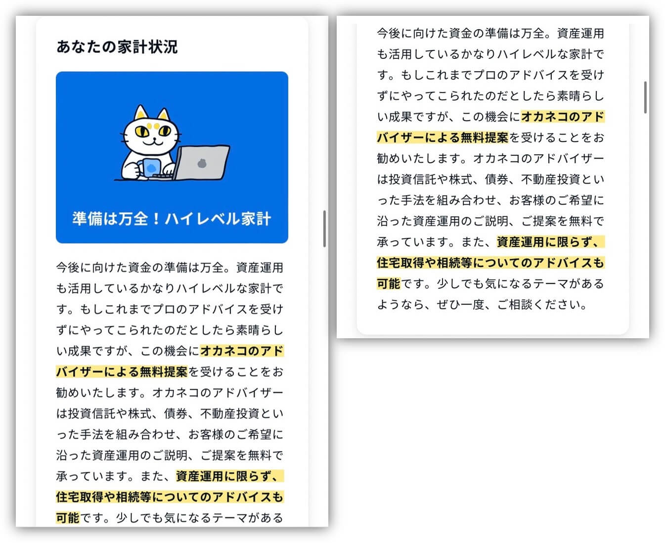 オカネコ　家計診断結果②